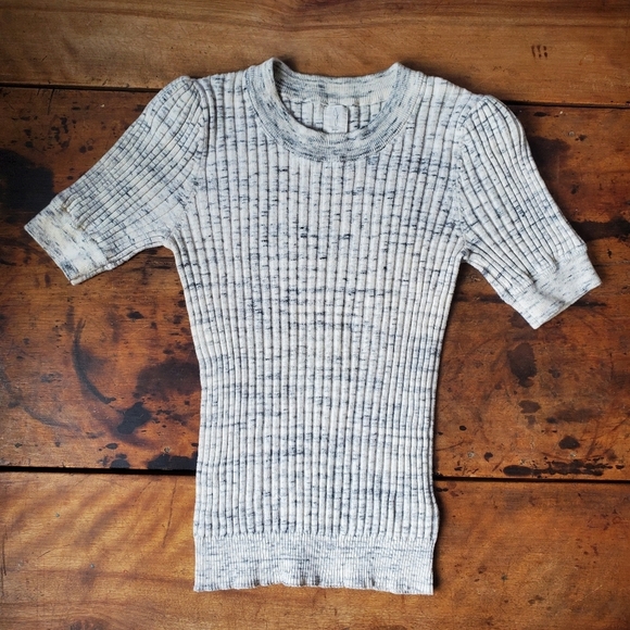 Joie Tops - Joie Ribbed Knit Top - Size M – Cream / Grey Flecks